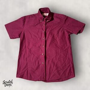 Red Kap Womens Vintage Polo Shirt 80s 90s Burgundy Single Stitch NWOT Casual V07